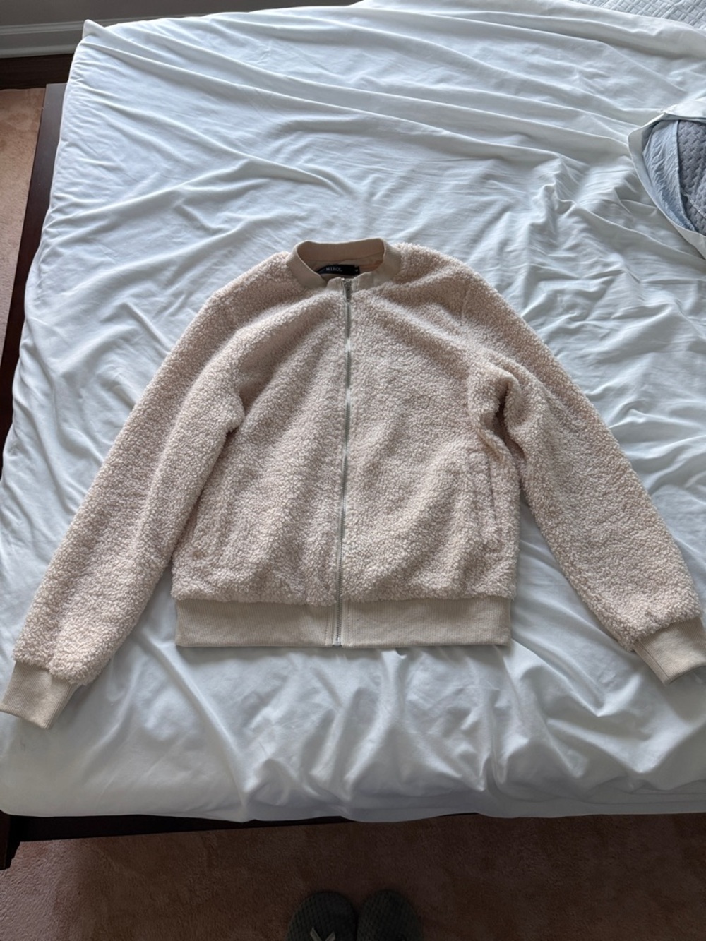 Teddy Zip-Up Jacket in Soft Cream - Women
